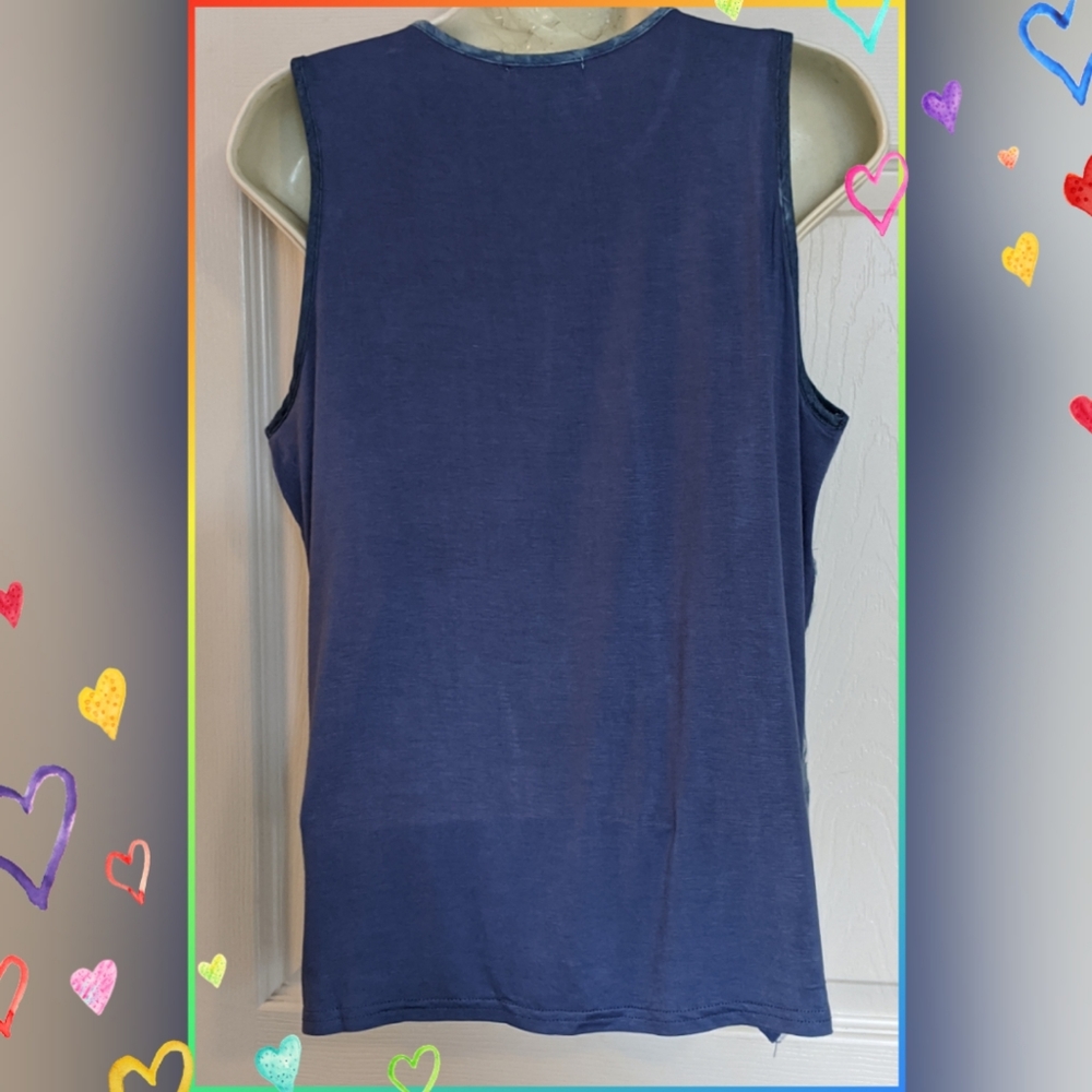 SW *NEW YORK* TIE DYED WHITE EMBROIDERED TANK TOP - Picture 3 of 6